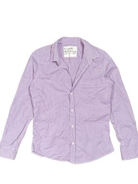 Frank & Eileen Barry Lavender Purple White Check Cotton Button-Down Shirt Large